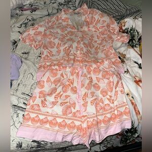Women's Pink and Orange Pajama Set